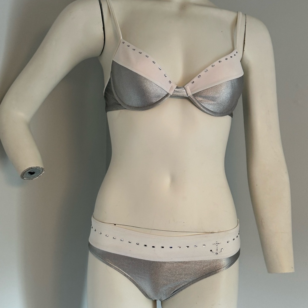 Escada Silver and White Bikini Set